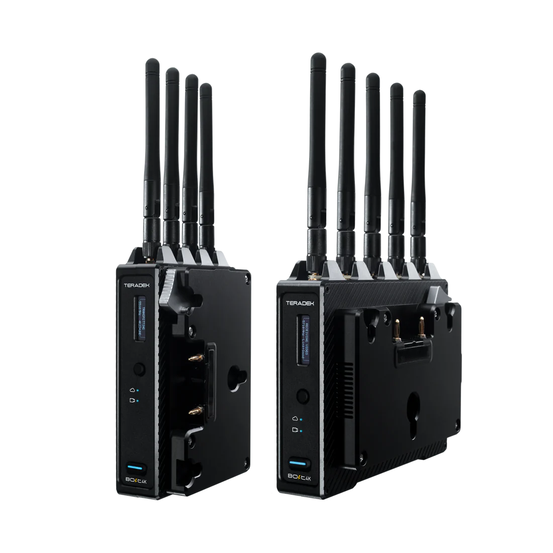 10 2100 G Bolt4K75012G SDI HDMIWirelessTX RXDeluxeKit GoldMount ThreeQuartersFront.webp Teradek Bolt 4K 750 HDMI Wireless Transmission Kit
